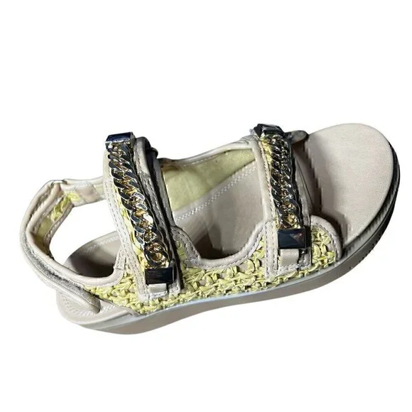 ASOS Tiger chunky Luxury Chain-Embellished Woven Platform in natural weave, size - Picture 4 of 8